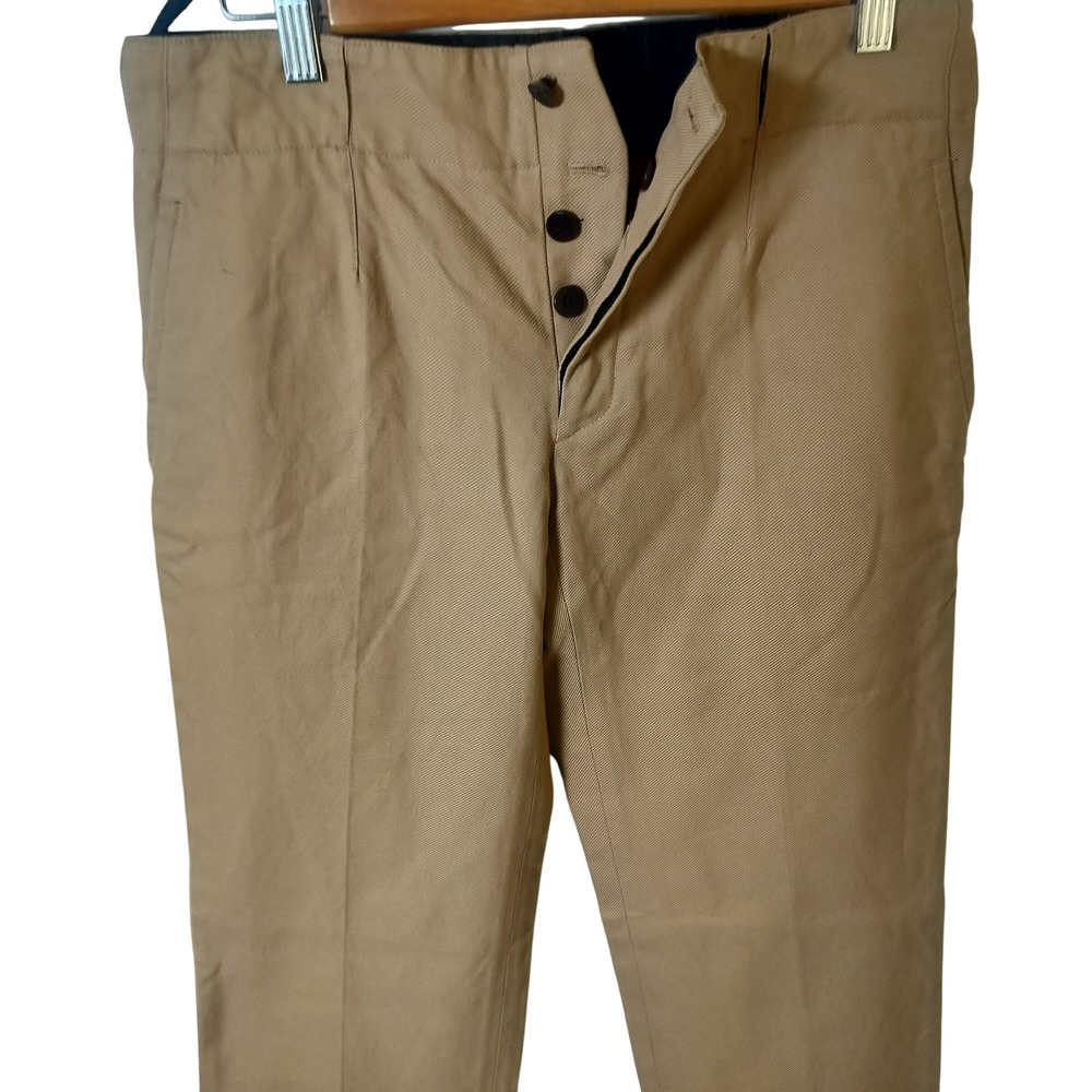 Fendi Women's Tan Khaki Cotton Trousers Button Fly Made in Italy Size 46 - Picture 2 of 13